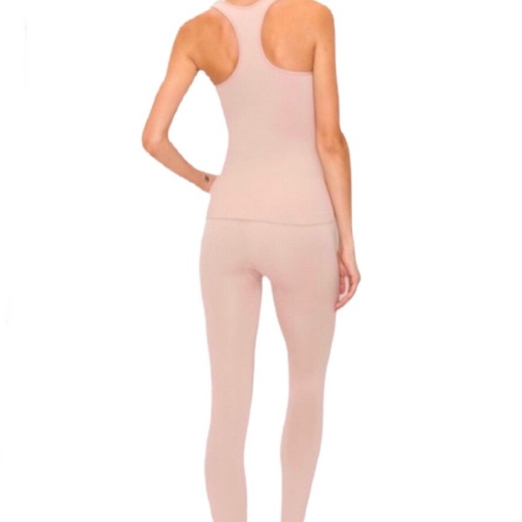 Seamless Ribbed Racerback Tank Leggings Set Rose - Picture 5 of 5
